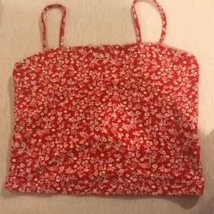 Red Floral Pacsun Tank Top Crop Top